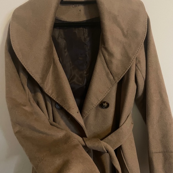 Woman’s Calvin Klein Long Camel Coat - Picture 4 of 6
